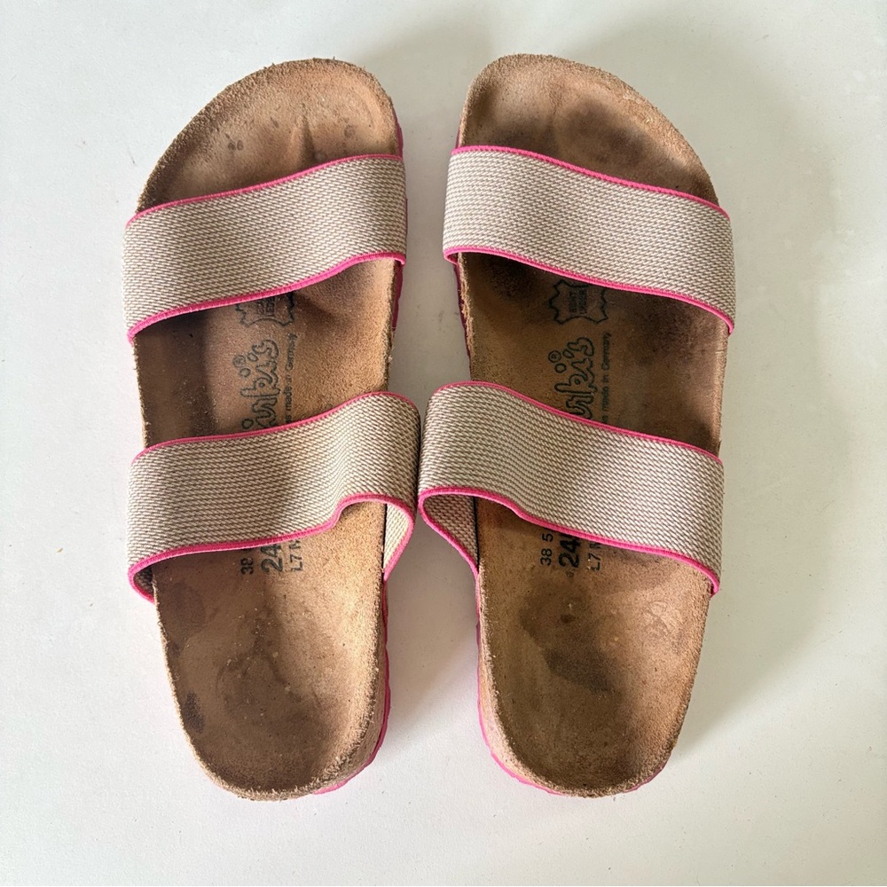 Birki’s by Birkenstock Slip-on Sandals Stretch Pink Gray Womans Size 38 US 7-7.5